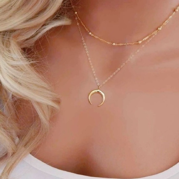 Jewelry - Two Layer Crescent Moon Necklace
